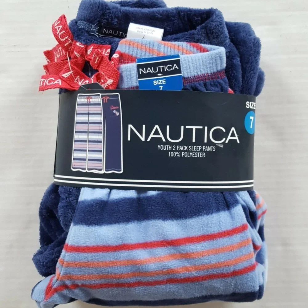 Nautica Girl's 2-Pack Plush Lounge Pants Navy/Blue